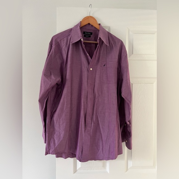 Nautica Classic Fit Men’s Dress Shirt Iridescent Purple 16 1/2 32/33 Like New - Picture 3 of 7